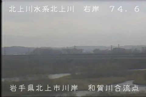 北上川と和賀川の合流点